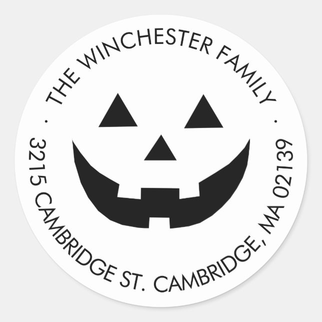 Cute white Jack o lantern Halloween address label (Front)