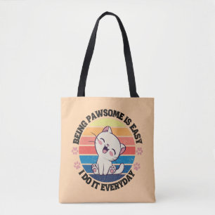 Cute white Kawaii cat Tote Bag