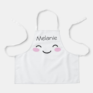 Cute white kid's apron with smily face cartoon