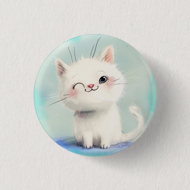 Cute White Kitten 3 Cm Round Badge (Front)