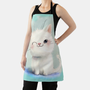 Cute White Kitten Apron