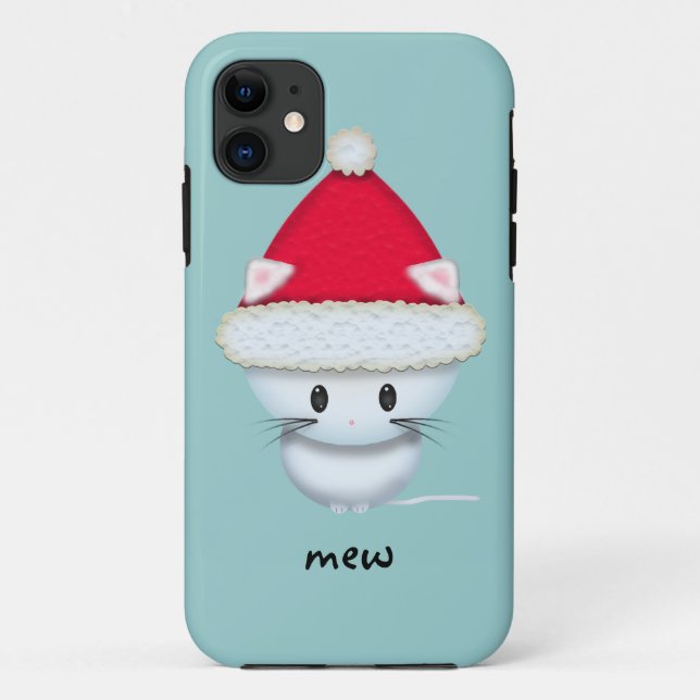 Cute White Kitten in Santa Hat Case-Mate iPhone Case (Back)