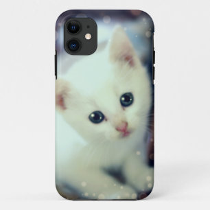 Cute white kitten iphone case