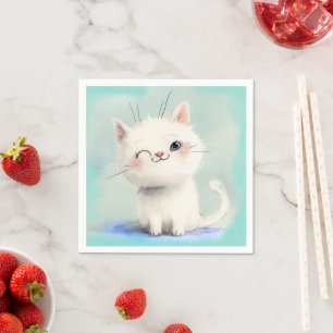 Cute White Kitten Napkin