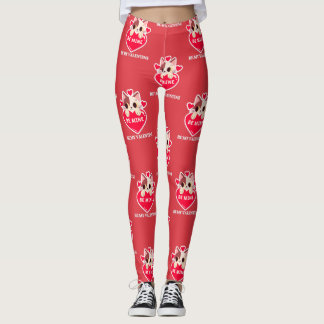 Cute white kitten with heart leggings