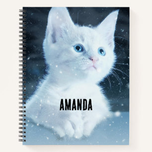 Cute White Kitten with Pretty Blue Eyes Notebook
