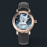 Cute White Kitten with Pretty Blue Eyes Watch<br><div class="desc">A watch with an adorable photograph of a white short-haired kitten with bright blue eyes. Staring off into the distance. 
Paws crossed in typical kitty cat fashion.</div>