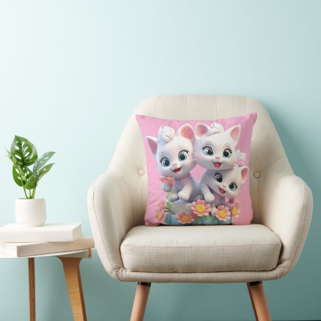 Cute White Kittens Cats, Kitties  Cushion (Chair)