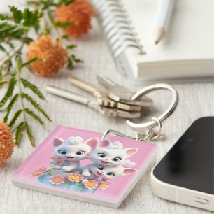 Cute White Kittens Cats, Kitties  Key Ring