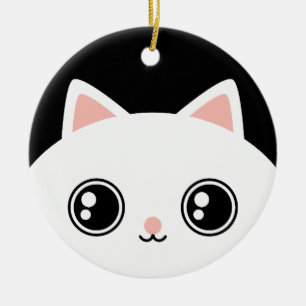 Cute White Kitty and Black Kitty Two Side Ornament