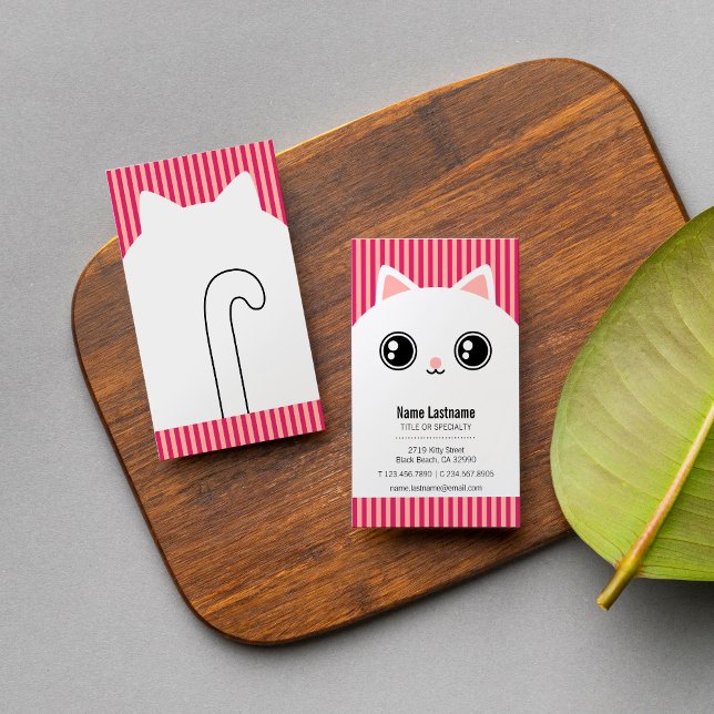 Cute White Kitty Cat Sitter Pet Business Card (Creator Uploaded)