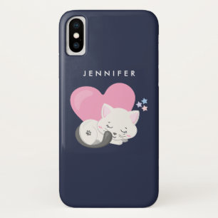 Cute White Kitty Cat Sleeping iPhone X Case