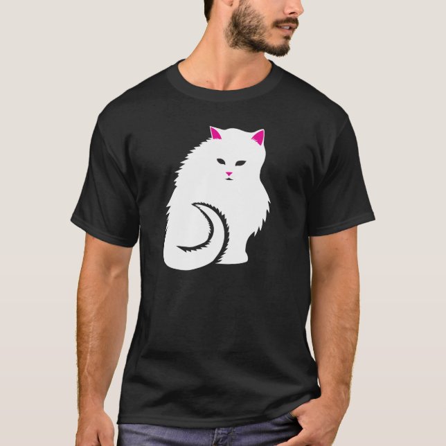Cute White Kitty Cat T-Shirt (Front)