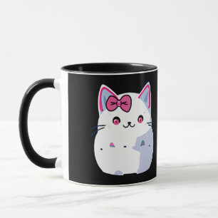 Cute White Kitty Cat with Pink Bowtie Mug