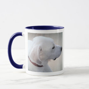 Cute White Labrador Dog Profile Proud Dad Blue Mug