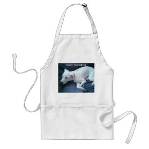 Cute White Labrador Mix Dog Sleeping Thanksgiving Standard Apron