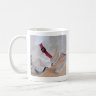 Cute White Labrador Mix Puppy Dog Drinking Water Coffee Mug