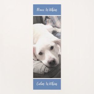 Cute White Labrador Retriever Mix Dog Blue Yoga Mat