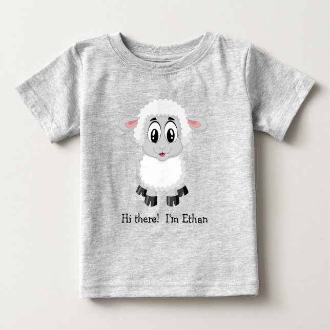 Cute White Lamb | Sheep  Baby T-Shirt (Front)