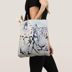 Cute White Leopards Tote Bag