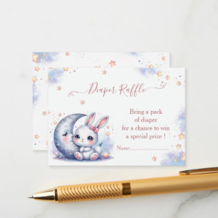 Cute white little bunny sitting on the moon enclosure card