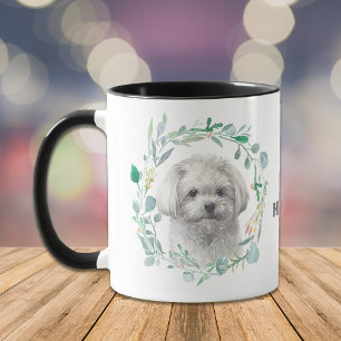 Cute White Maltese Wreath Coffee Mug