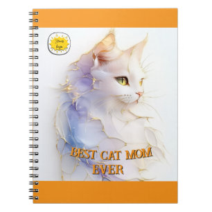 Cute White Marble Cat Notebook