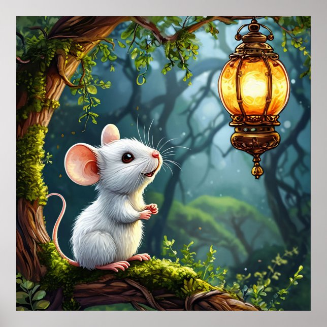Cute white mouse poster (Front)