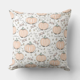Cute White & Orange Little Pumpkin Throw Pillow