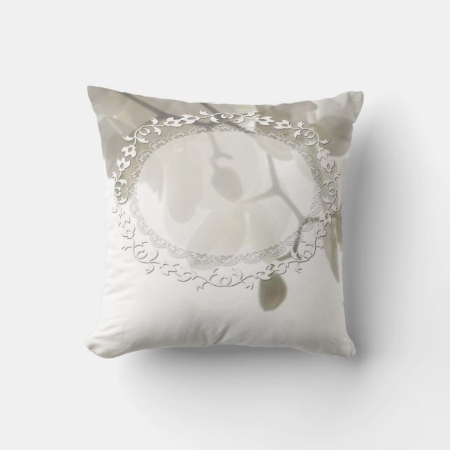 Cute white orchids cushion (Front)