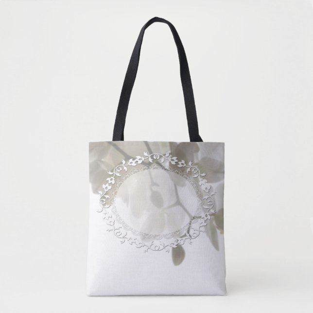 Cute white orchids tote bag (Front)