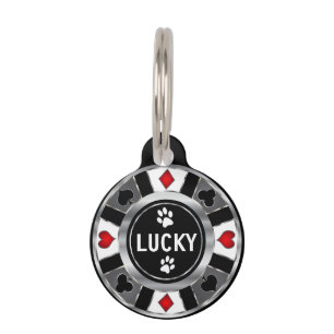 Cute White Paws on Poker Chip   Personalize   Pet Tag