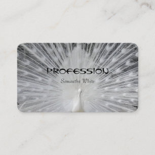 Cute White Peacock Pretty Feathers Unique Design Business Card