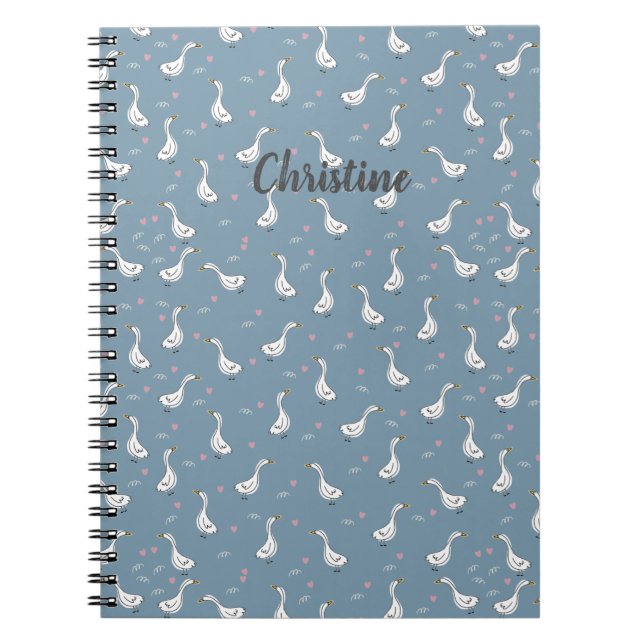 Cute White Pekin Duck Pattern Notebook (Front)