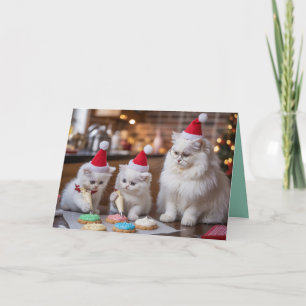 Cute White Persian Christmas Cookies Card