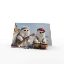 Cute White Persian Folk Duo Greeting Card