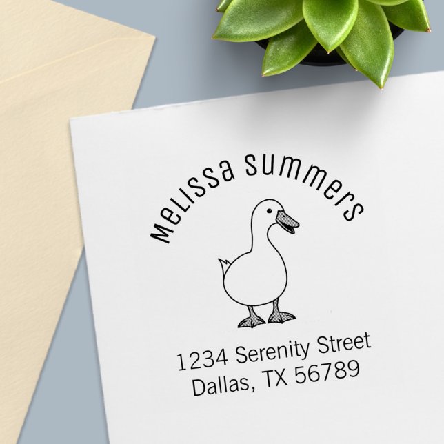Cute White Pet Duck Arch Address Self-inking Stamp (Creator Uploaded)
