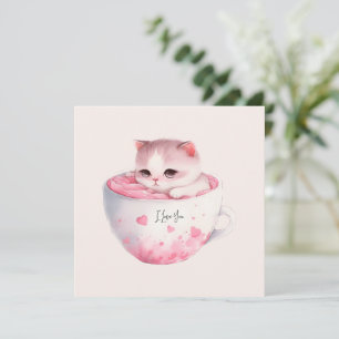 Cute White-Pink Cat in a Tea Cup (3)