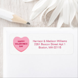 Cute white pink conversation heart Valentine's Day Return Address Label