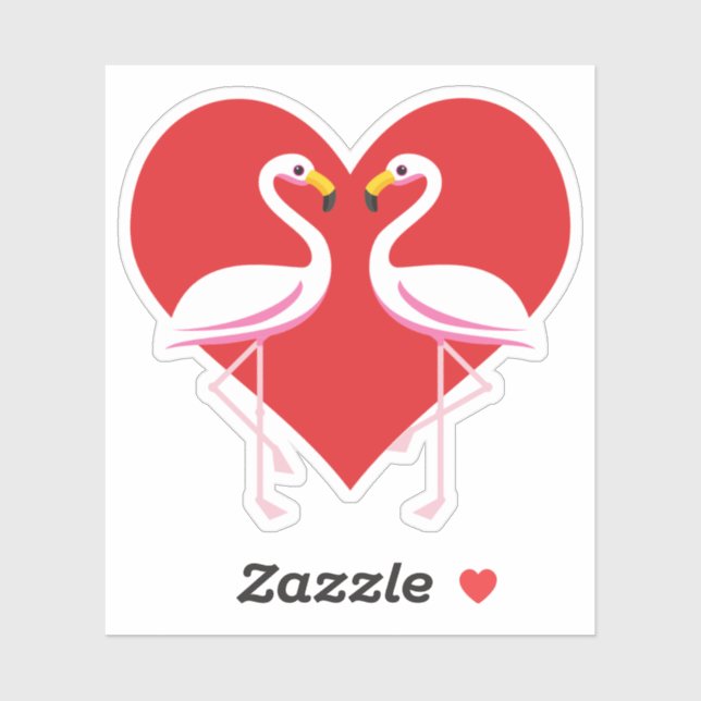 Cute White Pink Flamingos with Red Heart (Sheet)