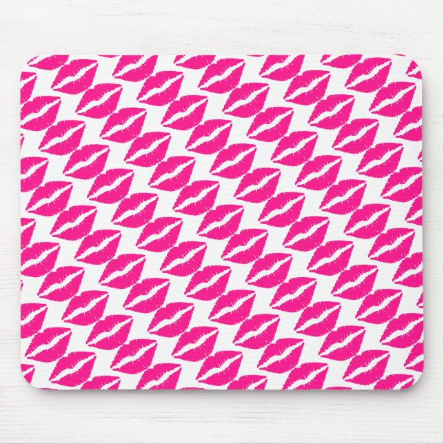 Cute white pink kisses pattern neck tie mouse pad (Front)