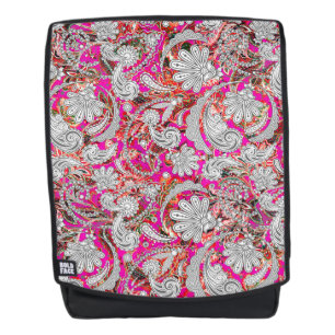 Cute white pink paisley patterns backpack
