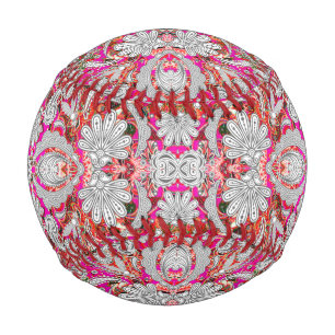 Cute white pink paisley patterns baseball