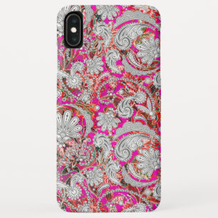 Cute white pink paisley patterns iPhone XS max case