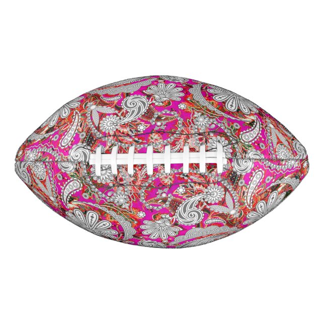 Cute white pink paisley patterns football (Front)