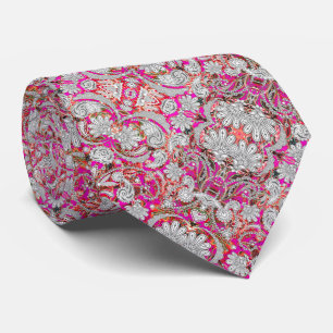 Cute white pink paisley patterns tie