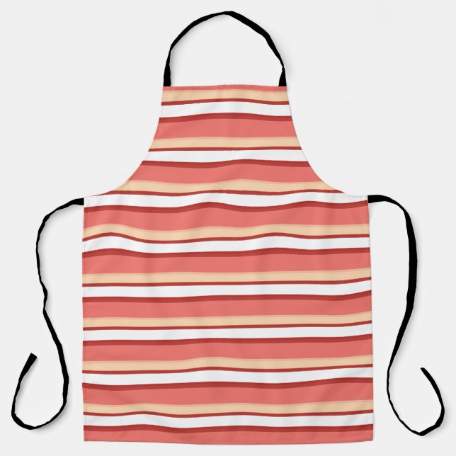 Cute white pink stripes  apron (Front)