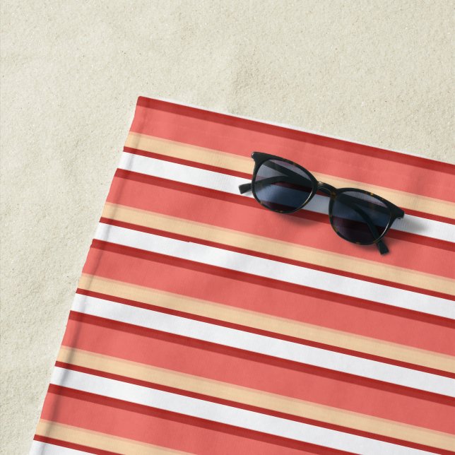 Cute white pink stripes beach towel (In Situ)
