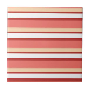 Cute white pink stripes  ceramic tile