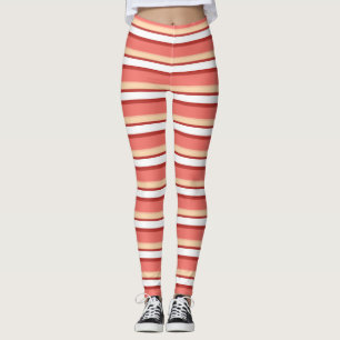 Cute white pink stripes leggings